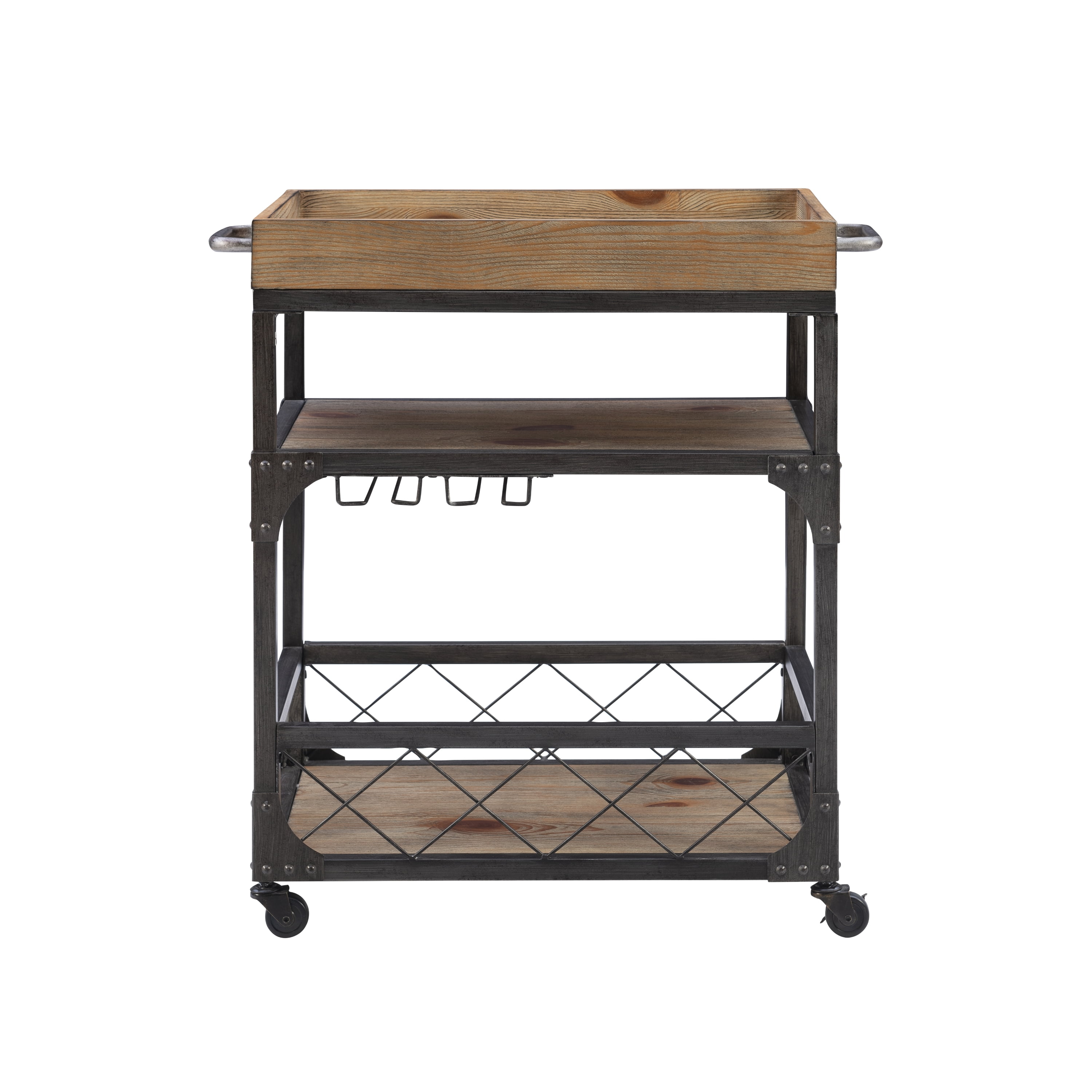 L. Powell Company Brown Metal Base with Wood Top Kitchen Cart (31-in x 18.13-in x 31.88-in) L. Powell Company Brown Metal Base with Wood Top Kitchen Cart (31-in x 18.13-in x 31.88-in)