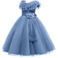 thumbnail image 1 of Girls Wedding Dress Bridesmaid Formal Long Gown Lace Princess Party Prom Dresses for Girls 4-14 Years, 1 of 2