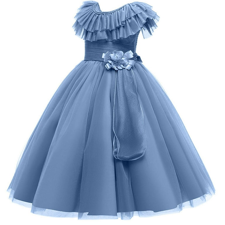 Girls Wedding Dress Bridesmaid Formal Long Gown Lace Princess