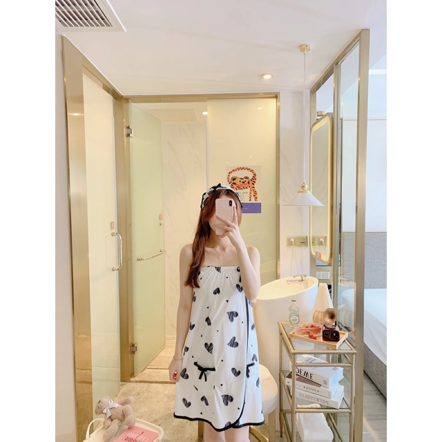 Toalla de baño sin tirantes de estilo coreano, camisón Sexy de verano para mujer, albornoz expandible absorbente de agua estético de puro deseo fino