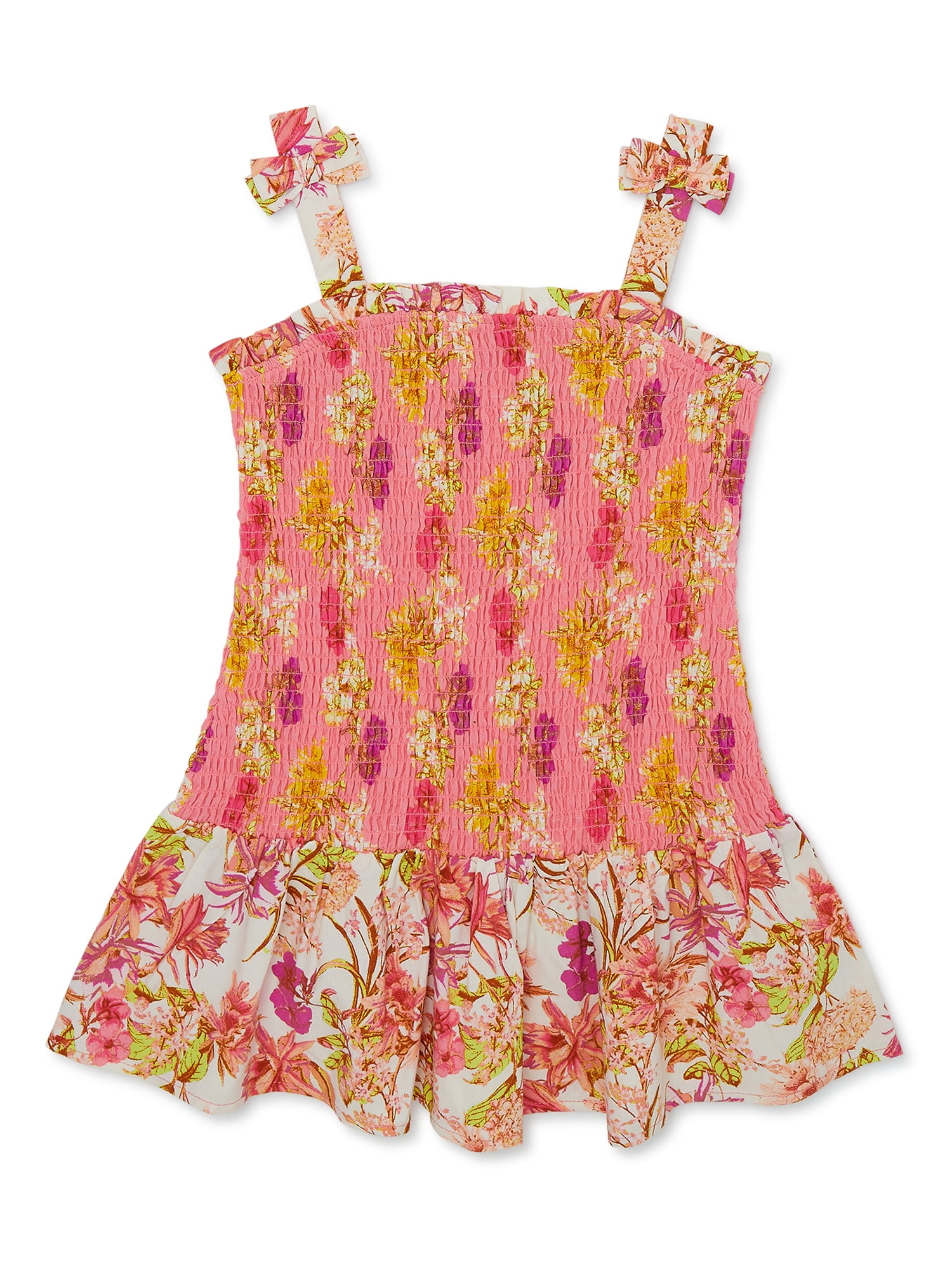 Wonder Nation Baby and Toddler Girl Smocked Sun Dress, Sizes 12M-5T ...