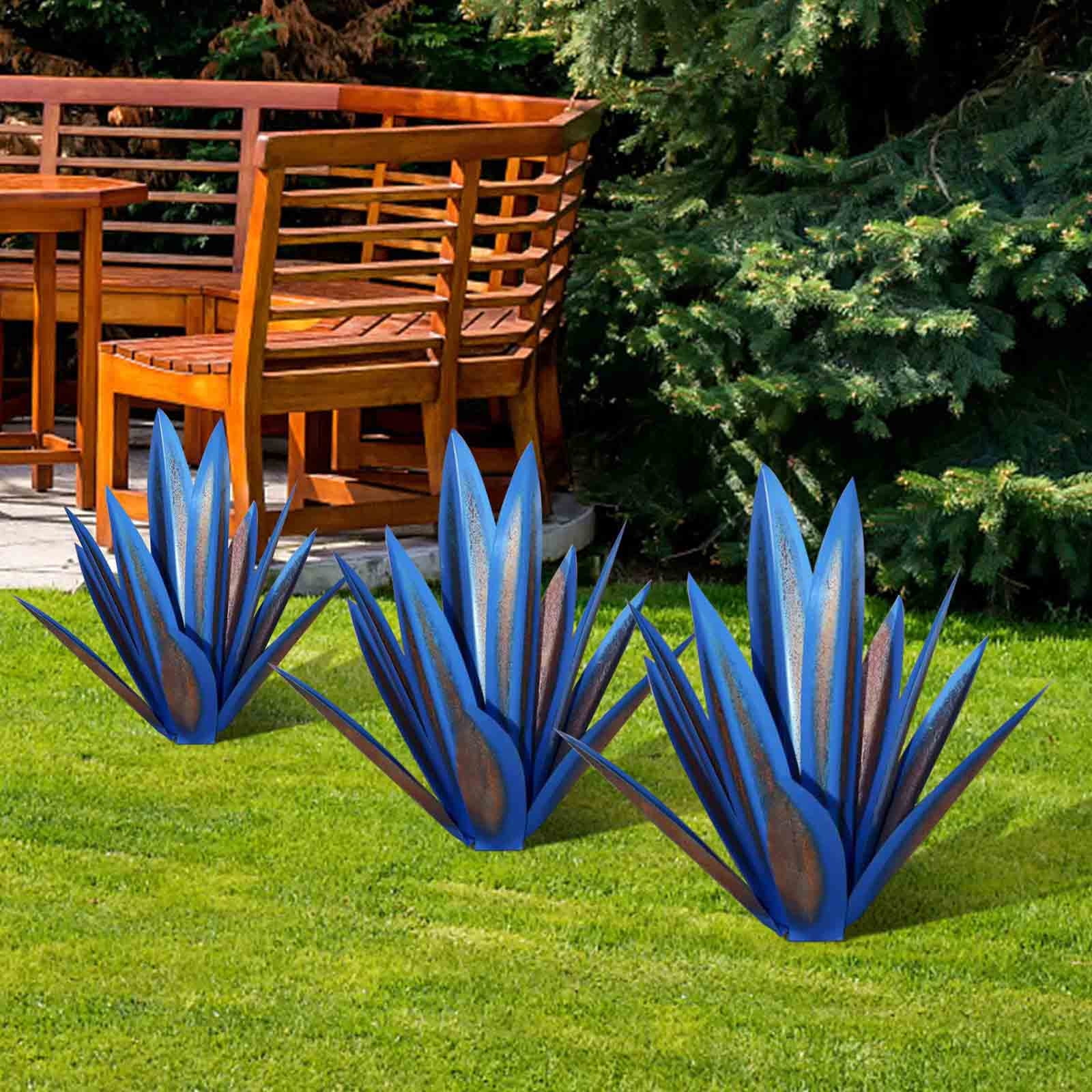 Kojanyu 25“ Metal Art Tequila Rustic Sculpture Garden Yard Sculpture Home Decor 9 Leaves