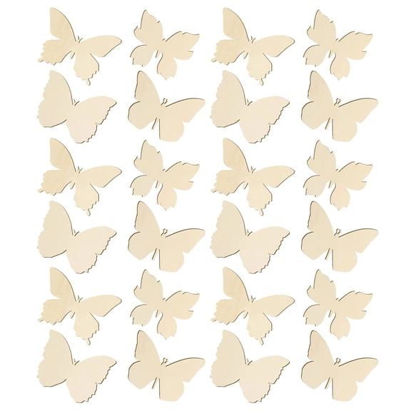 CRILSTYLEO Diy Wood Cutouts Mini Butterfly Shaped Wood Light Brown 48Pcs 3.5X2.5X0.08In