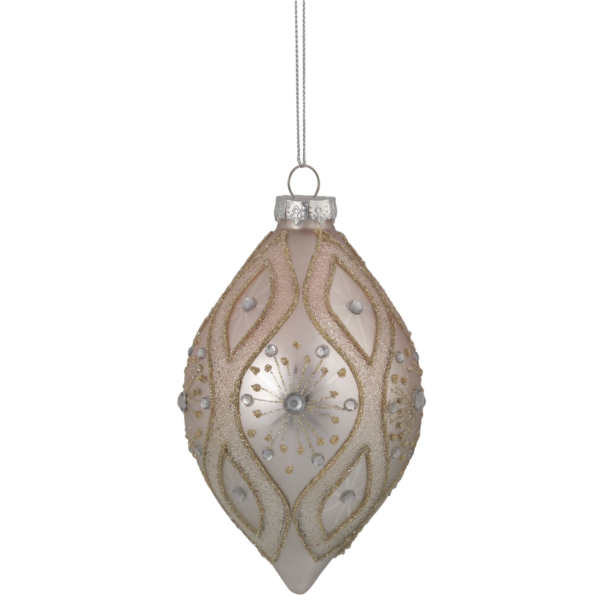 4" Rose Gold Retro Ombre Glass Finial Christmas Ornament (100mm)
