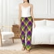thumbnail image 4 of Fotbe Mardi Gras Plaid Pantalones de Pijama para Mujer, Pantalones de Dormir, Pantalones Pj con Cordón y Bolsillos-XX-Large, 4 of 6