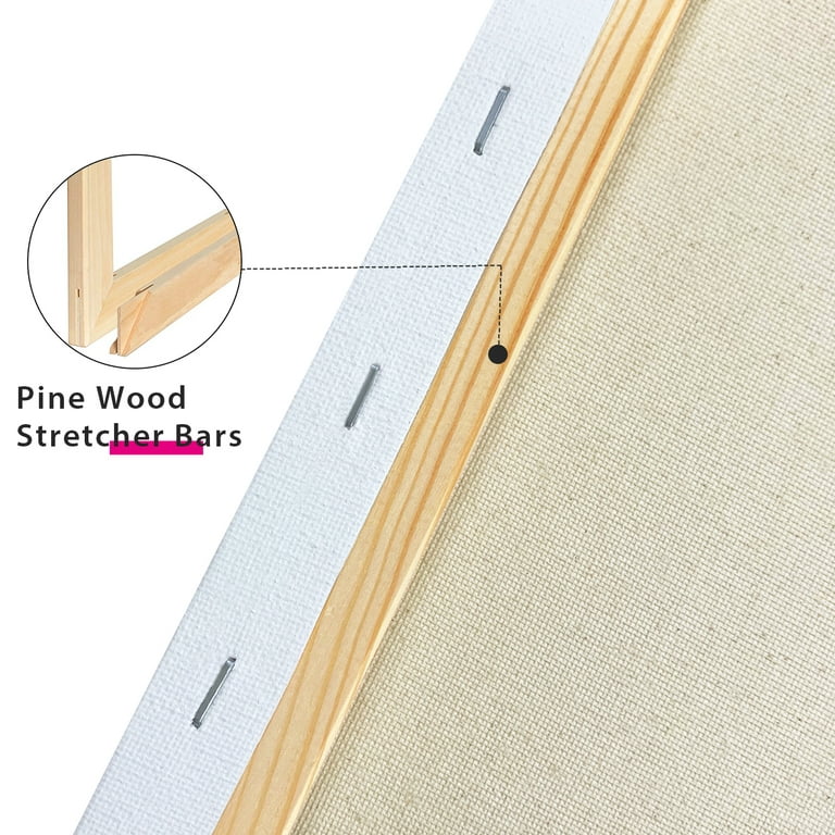 PHOENIX 24x24 Inch / 4 Pack Stretched Canvases - Professional Level 3/4  Inch Profile 100% Cotton Heavy Weight Gesso Triple Primed White Blank Extra
