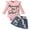 Pink Tops+Blue Denim, variant on WIBACKER 0-18M Baby Girls Ruffle Long Sleeve Romper Butterfly Ripped Denim Skirts Casual Outfit Clothes