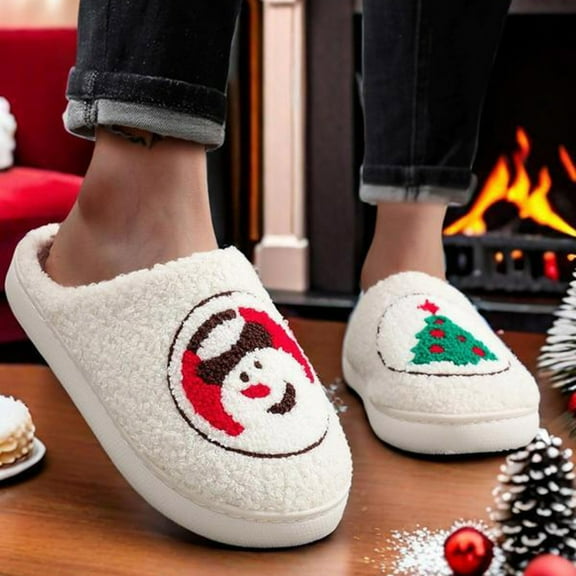 Christmas Shoes For Women Warm Slippers Christmas Slippers for Women and Men 2025 Plush Memory Foam Fluffy Slippers