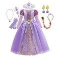 thumbnail image 1 of Disfraz de princesa Rapunzel para niñas, vestido de baile de malla de manga larga, vestido de graduación para niños, vestido de fiesta de Halloween, bata de cumpleaños, ropa 7-8T (Tag140) Gao Jinjia LED, 1 of 2
