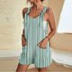 thumbnail image 2 of Ploknplq Shorts Jumpsuit,Overalls for Women,Spaghetti Strap Overall,Women's Spring Striped Pocket Loose Casual Jumpsuit,Rompers for Women,Jumpsuits for Women Green XL, 2 of 5