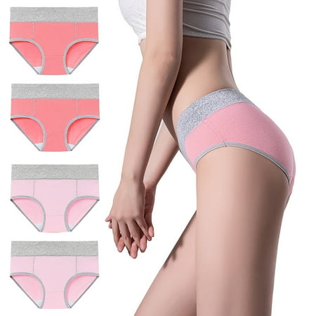 RYRJJ Women s Bikini Underwear Breathable Cotton Panties for Womens 4 Pack Ladies Stretchy Hipster Soft High Waist Briefs Panty(4 Pack-S XXL)