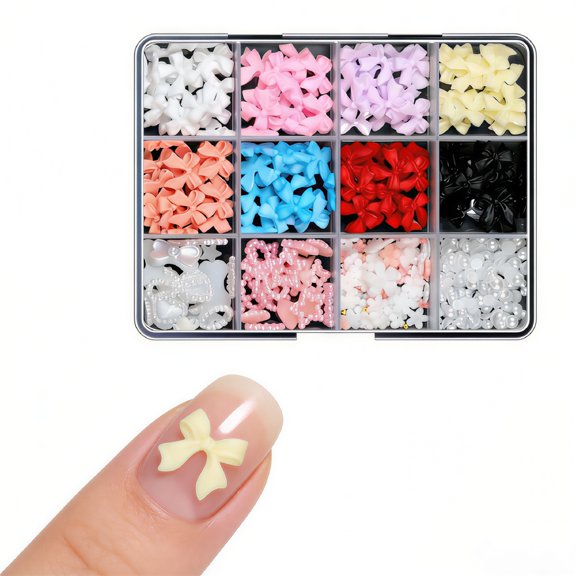 RAGUPEL Ribbon Nail Accessories Set Box Pearl Love DIY Nail Accessories