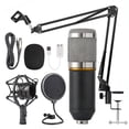 thumbnail image 1 of Kit de micrófono de condensador brazo de tijera de suspensión de micrófono ajustable/montaje de choque/adaptador de audio para estudio profesional/grabación en casa, podcasting, negro Adepaton FLD-2568, 1 of 9
