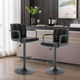 thumbnail image 5 of Bar Stools with Back Sets of 2, Adjustable Swivel Leather Barstools with Arms, Pneumatic Lift Counter Height Stools for Kitchen Island, Bistro, Pub, Black, 5 of 11