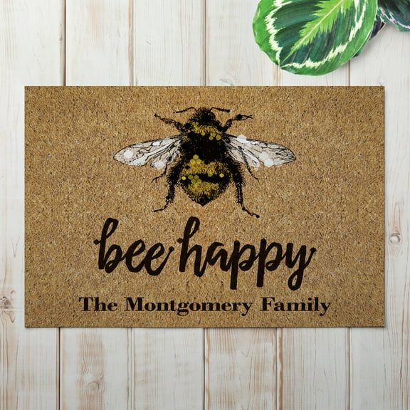 Personalized Bee Happy Doormat