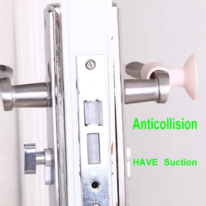 Door Stop Bumper Wall Protector-Silicone Anti-Collision Door Knob Shield,4 Pcs Multicolor Suction Door Knob for Lever Handle Protect Glass from Damage (Brown)