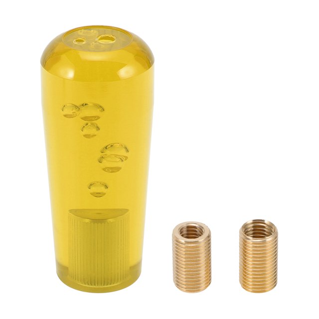 Perillas de cambio de cristal cilíndricas de ofertas únicas, perilla de cambio universal de acrílico para vehículos automáticos y manuales con 2 adaptadores, 1 juego, amarillo, 10 cm