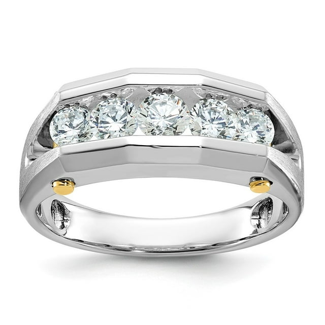 Diamond2Deal 14K Two-tone Gold Men's Cut-Out 5-Stone 1 cttw Diamond Ring Size 10