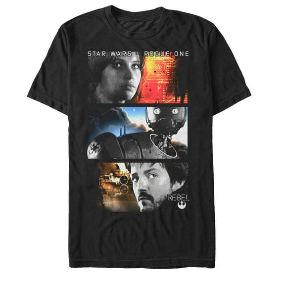 Men's Star Wars Rogue One Rebel Hero Panels Graphic Tee Black Small