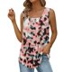 thumbnail image 1 of Gibobby Camiseta sin mangas con cuello cuadrado para mujer, informal, sin mangas, con dobladillo curvo plisado(Rosa,XG), 1 of 5