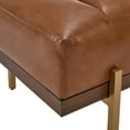thumbnail image 5 of Modern PU Upholstered Bench with Channel Tufting, Metal Base, Brown+Gold, 5 of 9