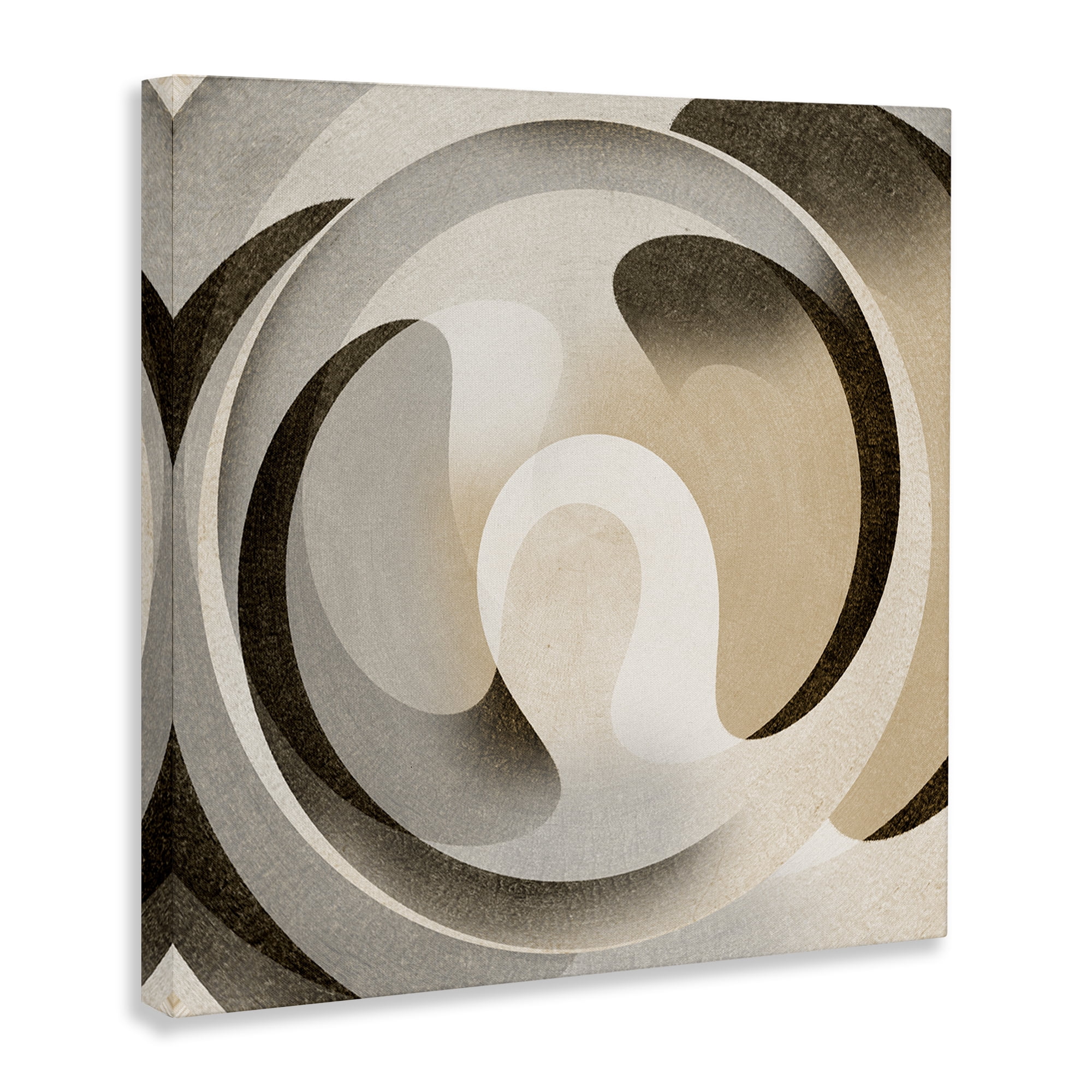 Stupell Industries Neutral Vortex Shape Abstract Painting Wrapped Canvas Art Print Wall Art, 24 x 24