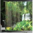 thumbnail image 4 of Ambesonne Scenery Shower Curtain, Spring Botanic Forest, 69"Wx70"L, Green and White, 4 of 5