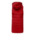 thumbnail image 6 of Turilly Women's Solid Color Hooded Breasted Mid-length Padded Sleeveless Pocket Jacket, 6 of 7
