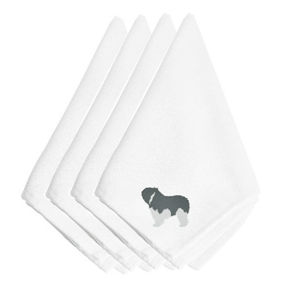 Polish Lowland Sheepdog Dog Embroidered Napkins Set of 4 BB3432NPKE
