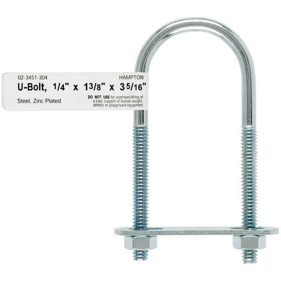 Hampton 1/4 in. X 1-3/8 in. W X 3-3/8 in. L Coarse Zinc-Plated Steel U-Bolt