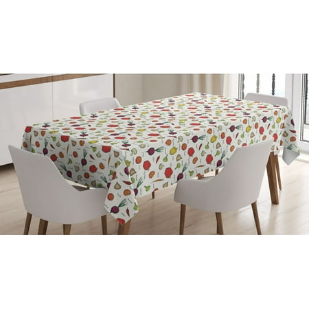 

Vegetable Tablecloth Organic Cooking Food Drawing Broccoli Pepper Beetroot Mushroom Tomato Pattern Rectangle Satin Table Cover Accent for Dining Room and Kitchen 60 X 90 Multicolor by Ambesonne