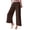 Khaki, variant on Women's Casual High Waisted Split Hem Wide Leg Loose Fit Cropped Pants With Cuffed Hem, Size S-XL