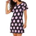 thumbnail image 2 of Yiaed Pink Groovy Disco Ball Print Women's Loose-Fit Short Sleeve Nightgown, Soft and Comfortable Sleep Dress for Relaxation and Sleepwear, 2 of 6