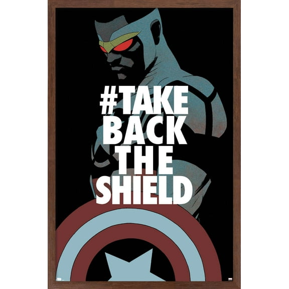 Marvel Comics - Falcon - Take Back the Shield Wall Poster, 14.725" x 22.375", Framed