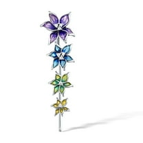 Santuzza 925 Sterling Silver Ccolorful Orchid Enamel Flower Pendant Cubic Zirconia Pendant for Women