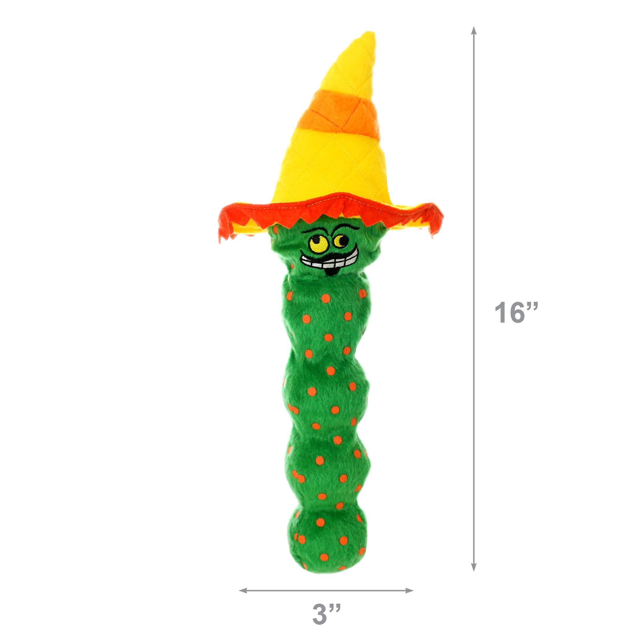 Mighty Tequila Worm Green Durable Plush Squeaky Dog Toy, 2-Pack