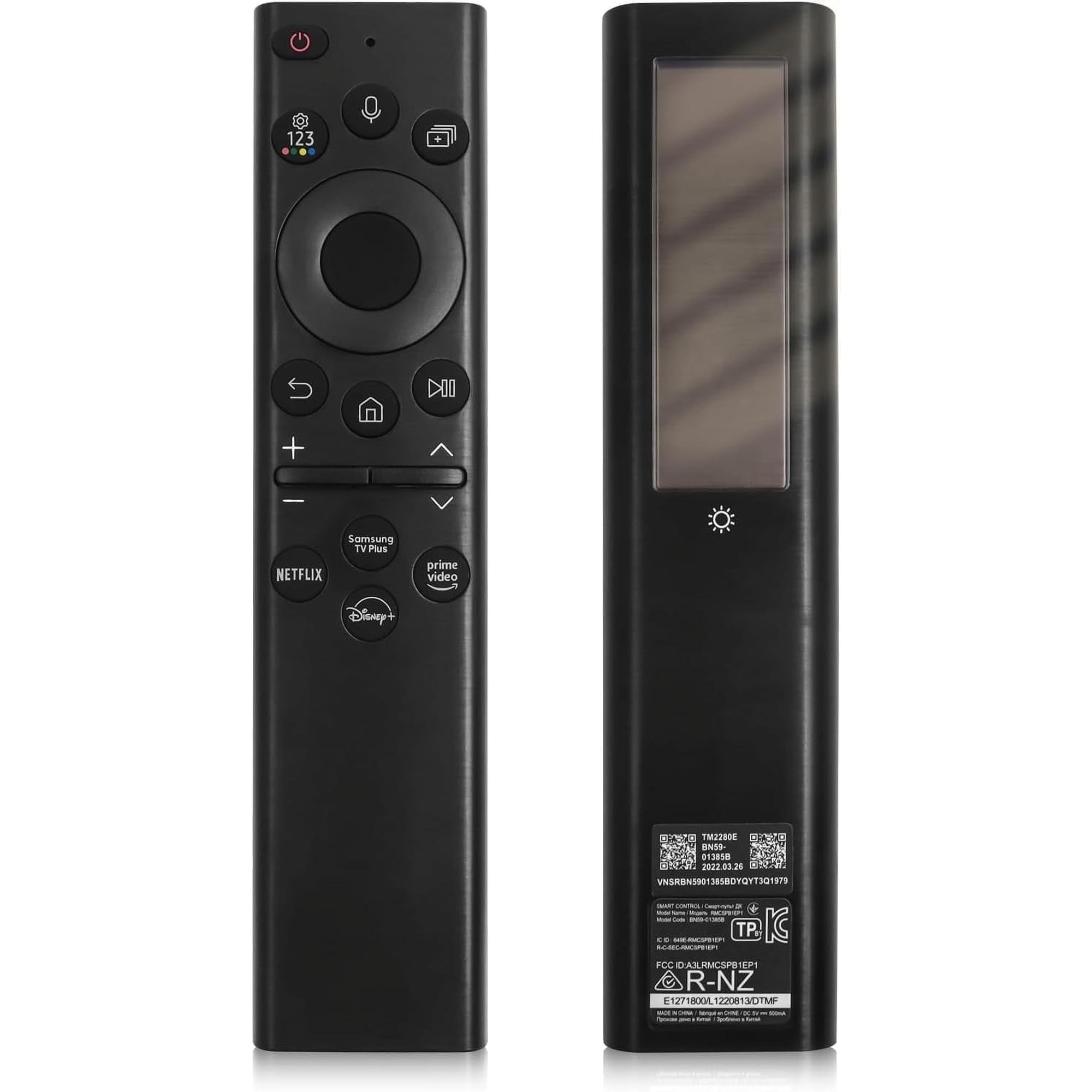 Solar Voice Remote for Samsung Frame TV, Samsung universal remote for smart tv, Solar Powered, Self-Charging TV Remote Control, USB-C Rechargeable,4 Shortcut Keys, Black