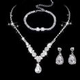 thumbnail image 1 of Conjuntos de joyas de diamantes de imitación de cristal para novia, dama de honor y boda, gargantilla llamativa, collar, pendientes colgantes, conjuntos para fiesta de boda y graduación, 1 of 5
