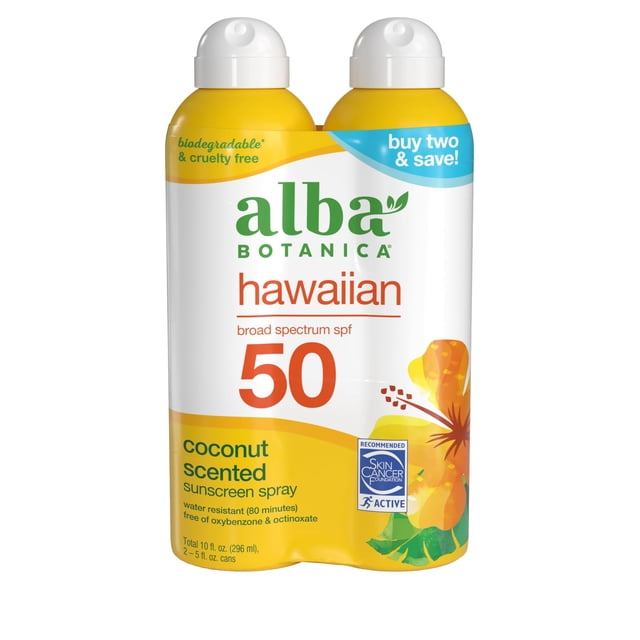 Protector solar Alba Botanica Hawaiian Coconut SPF 50 150 ml x2