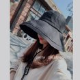 thumbnail image 1 of Sombrero de playa negro para mujer, sombrero de verano plegable, sombrero de playa de ala ancha, sombrero de cubo con capucha, sombrero de jardín, 1 of 4