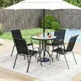 thumbnail image 2 of PRZL Patio Chairs Set of 4, Stackable Patio Chairs Set with Armrests and Breathable Seat Fabric, Outdoor Dining Chairs Set for Patio, Pool Side, Backyard(Black), 2 of 9