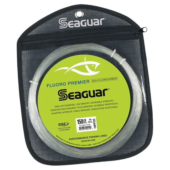Seaguar Fluoro Premier 100% Fluorocarbon Fishing Line(DSF), 150lbs, 25yds Break Strength/Length - 150FPC25