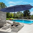 thumbnail image 4 of Costway 15FT Twin Patio Double-Sided Umbrella 48 Solar LED Lights Crank Outdoor Navy, 4 of 12