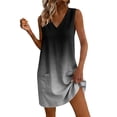 thumbnail image 2 of QUNYINEY A Line Womens Sun Dresses Sleeveless Summer Mini Gradient Tank Dress with Pockets Loose Fit V-Neck Vacation Dresses, 2 of 7