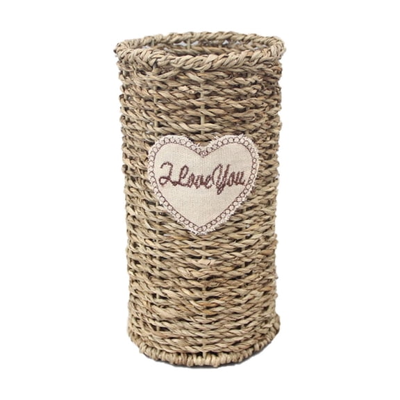 Straw Woven Planter Basket Handcrafted Decorative Flower Pot For Succulents Dried Floral Arrangements 7.87 Inch Khaki