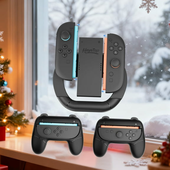 HEYSTOP Joycon Grip pour Nintendo Switch 2, Ensemble de Protections Joy-Con Accessoires pour Manettes de Jeu, Idéal pour les Jeux de Course à Deux Joueurs Compatible avec La Manette Nintendo Switch 2