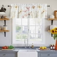 thumbnail image 2 of 2 Pack Pink Beige Flowers Valance for Window Spring Floral Kitchen Valance Rod Pocket Short Curtain Topper Decorative Window Treatment for Living Room Bedroom 42"x18", 2 of 8