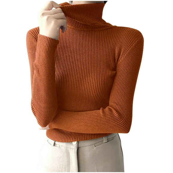 Bpmpbo Women's Ribbed Turtleneck Base Sweater Slim Fit Long Sleeve Knit Pullover for Layering