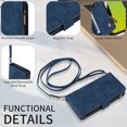 thumbnail image 5 of Wallet Case Compatible with iPhone 15, Premium PU Leather Zipper Flip Folio Wallet Magnetic Snap with Detachable Wrist Strap & Shoulder Strap Built-in Kickstand Protective Case - Blue, 5 of 6