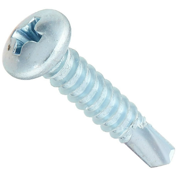 Tornillo autoperforante Hillman de 10 a 16 x 2,5 cm, cabeza plana, paquete de 100